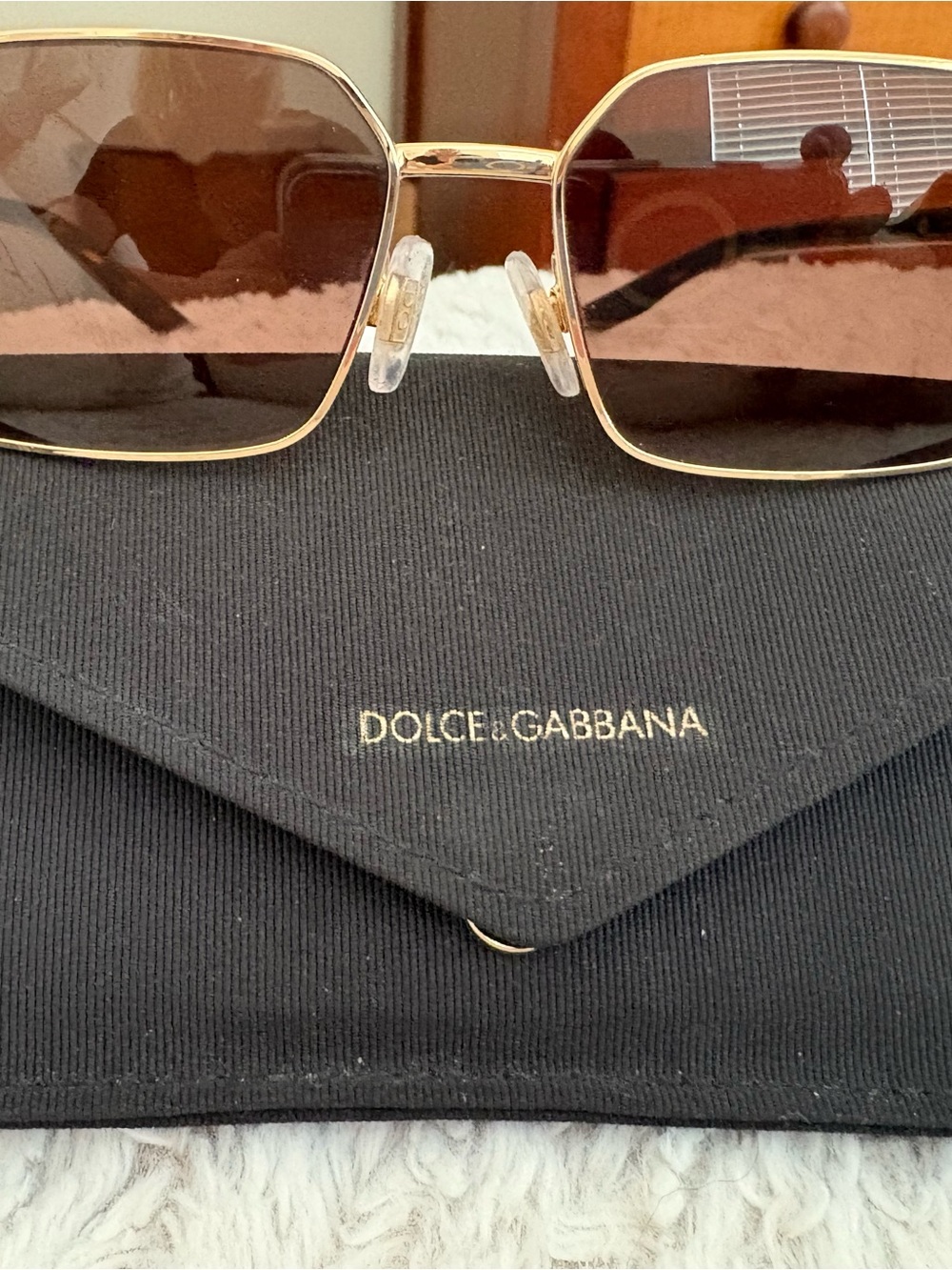 Dolce & Gabbana Gold Frame Sunglasses with Brown Lenses
